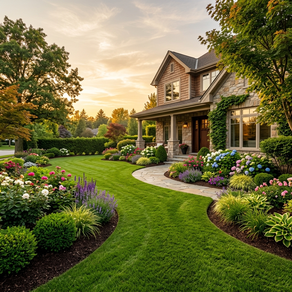 Professionally landscaped lawn